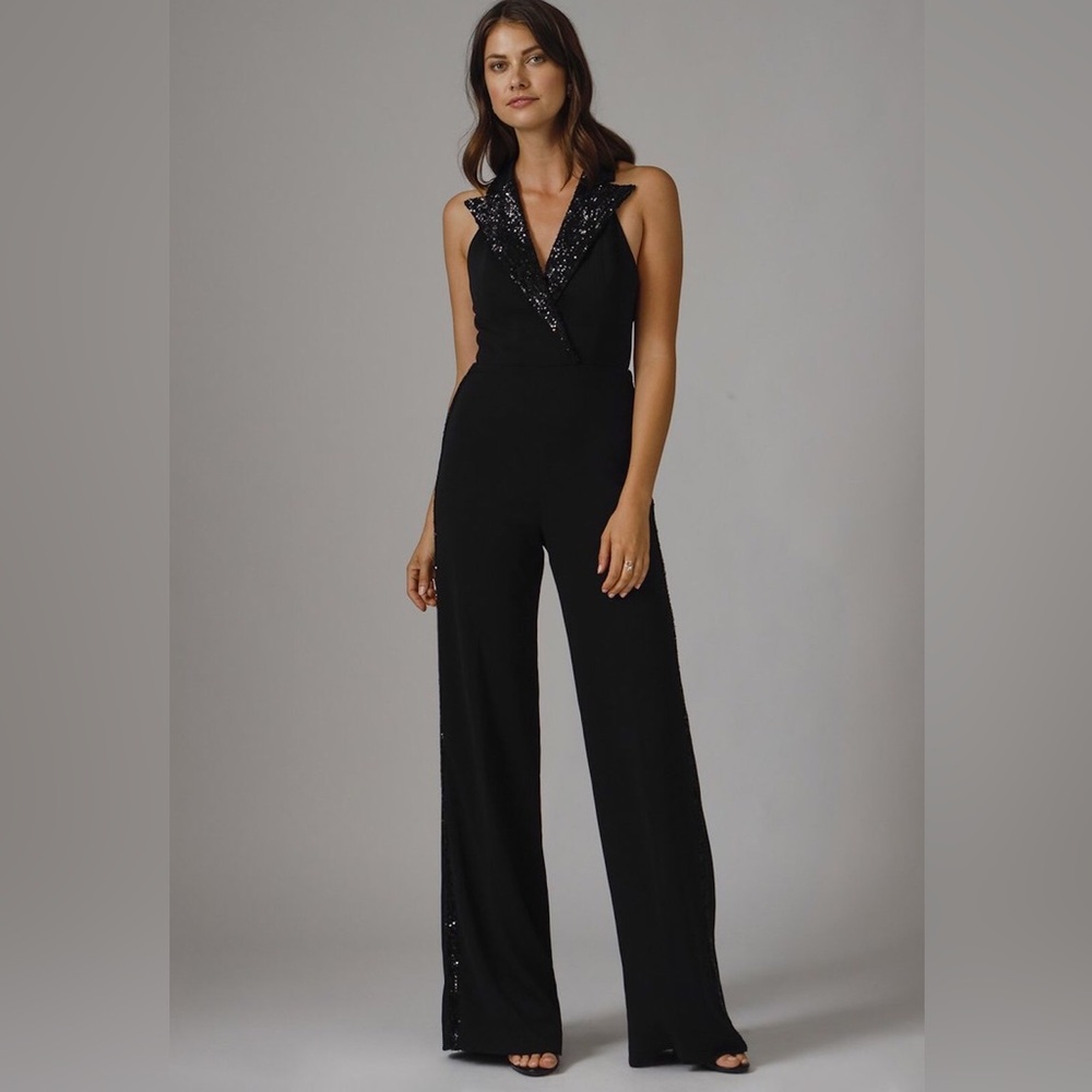 Jay Godfrey Pierce Sequin Lapel Tuxedo Jumpsuit